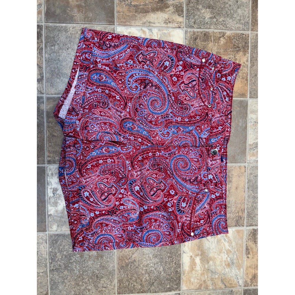 Bandolino Amy Short Womens 14 Red Blue Paisley‎ Print 5-Pocket Casual Shorts